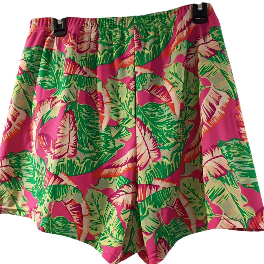 Blair Women's Size 20 Pink and Green Hawaiian Swim Summer Bottoms Shorts EUC - Picture 5 of 5